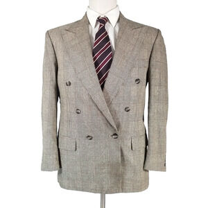 Brookford Blazer Jacket Suit Sport Coat Brown Plaid Vintage 70's